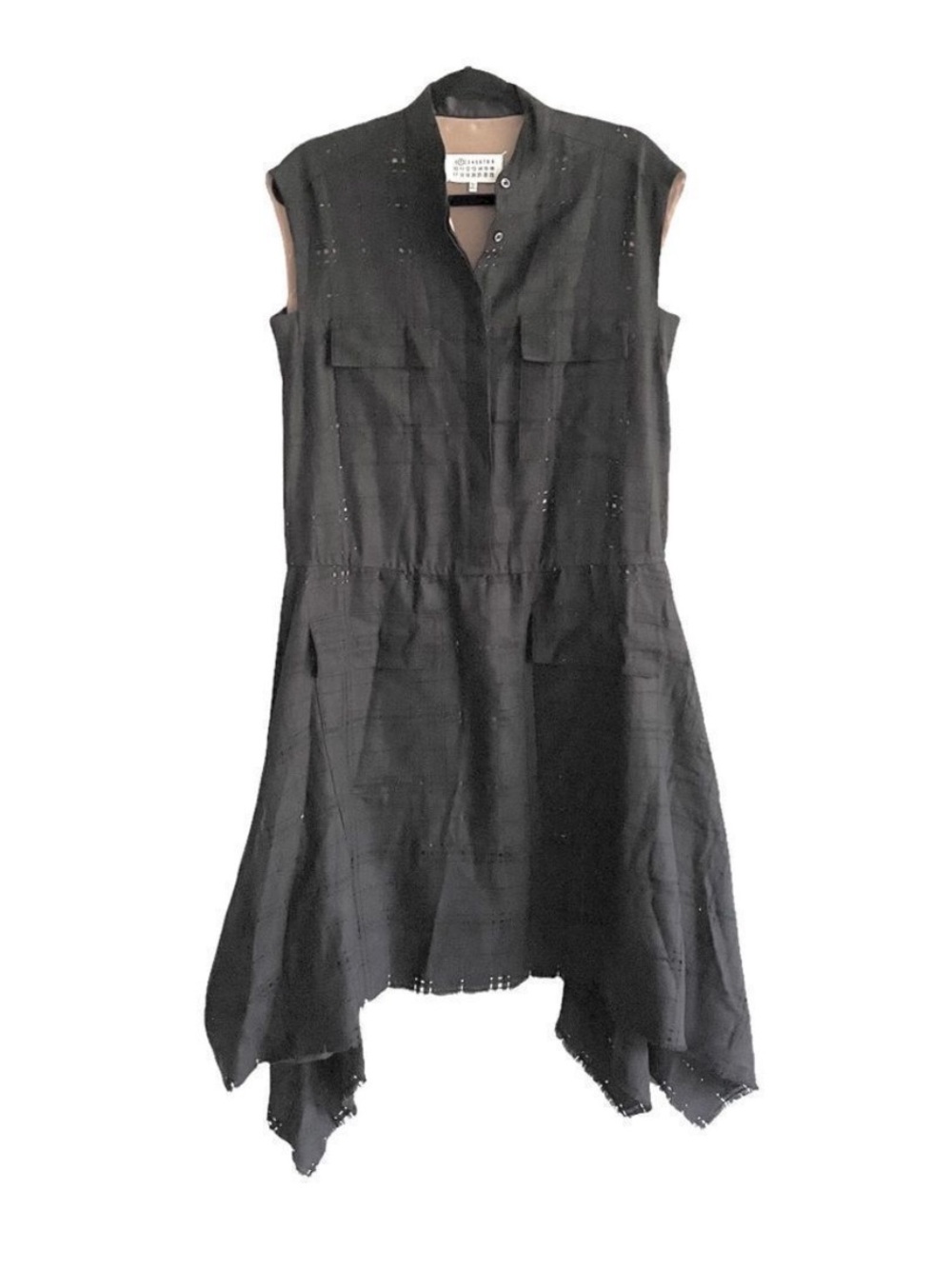 Sleeveless Black Handkerchief Hem Dress